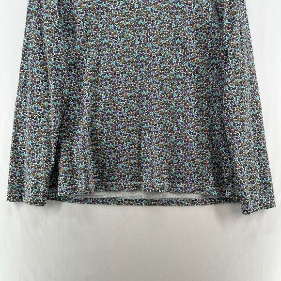 Lands End Top Women S Relaxed Fit Supima Crew Neck Long Sleeve Floral Multicolor - Picture 4 of 11